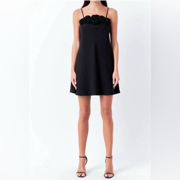 NWT ENDLESS ROSE Kurston Corsage Rose Mini Dress Black XS - Picture 4 of 8